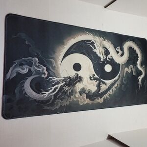 Extended Gaming Mouse Pad Desk‎ Keyboard Mat Size 23 X 11 Ying/Yang Dragons